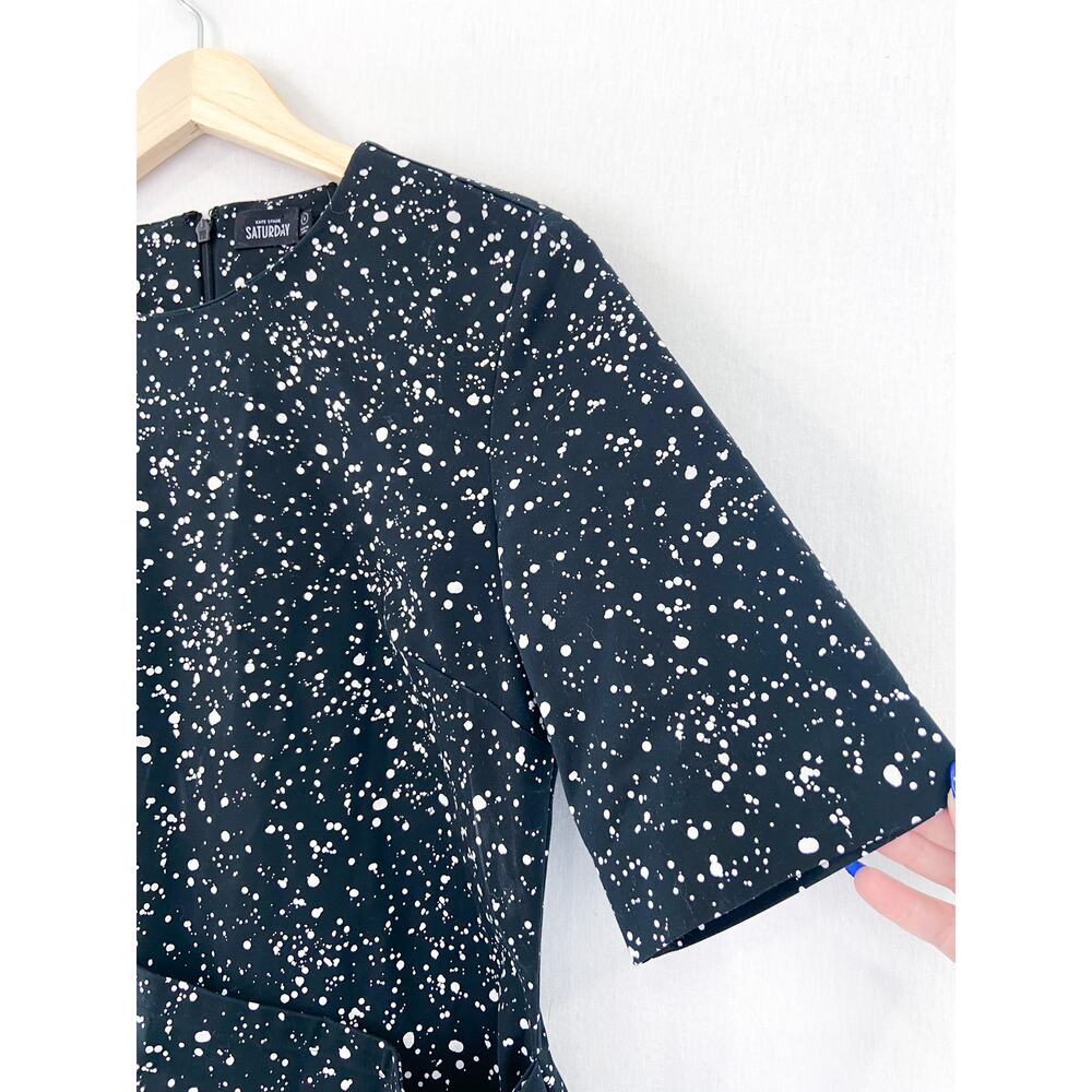 Kate Spade Saturday Black Faux Wrap Mini Dress size 4 Faux Wrap Paint Splatter - Picture 2 of 6